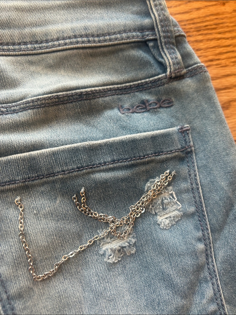 Bebe Silver Chain Jeans (See measurements) - Picture 11 of 12